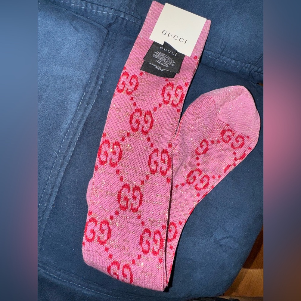 Gucci Pink GG Logo Knit Socks